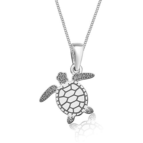 Schildkröte Anhänger mit 38cm Halskette aus 925 Sterling Silber Mädchen Tiere klein von Goldene Hufeisen