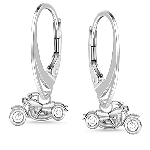 Mini Motorrad stabile Brisur Ohrringe aus 925 Sterling Silber Damen Frauen Ohrhänger von Goldene Hufeisen