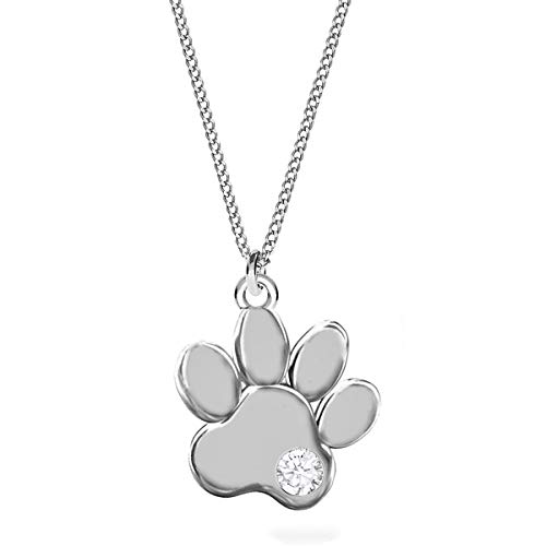 Goldene Hufeisen Pfötchen mit Zirkonia Anhänger 40cm Kette 925 Echt Silber Pfote Mädchen Jungen von Goldene Hufeisen