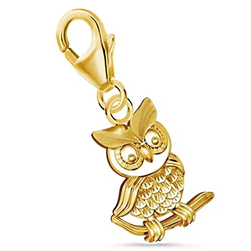 Goldene Hufeisen Vogel Eule auf Ast Karabiner Charm Anhänger für Bettelarmband aus 925 Sterling-Silber Vergoldet Goldene Hufeisen Vogel Eule auf Ast Karabiner Charm Anhänger für Bettelarmband aus 925 Sterling-Silber Vergoldet von Goldene Hufeisen