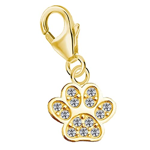 Goldene Hufeisen Zirkonia Tierpfote Karabiner Charm Anhänger für Bettelarmband aus 925 Sterling-Silber Vergoldet Goldene Hufeisen Zirkonia Tierpfote Karabiner Charm Anhänger für Bettelarmband aus 925 Sterling-Silber Vergoldet von Goldene Hufeisen