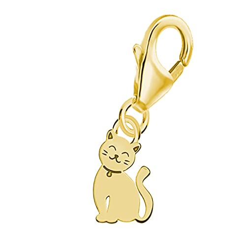 Goldene Hufeisen mini klein Katze Karabiner Charm Anhänger für Bettelarmband aus 925 Sterling-Silber Vergoldet von Goldene Hufeisen