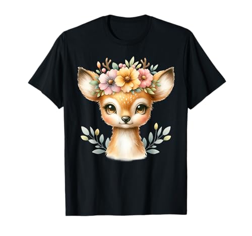 Reh Hirsch - Damen Trachten - Dirndl Trachten T-Shirt Reh Hirsch - Damen Trachten - Dirndl Trachten T-Shirt von Goldener Hirsch mit Blumen Trachtenshirt