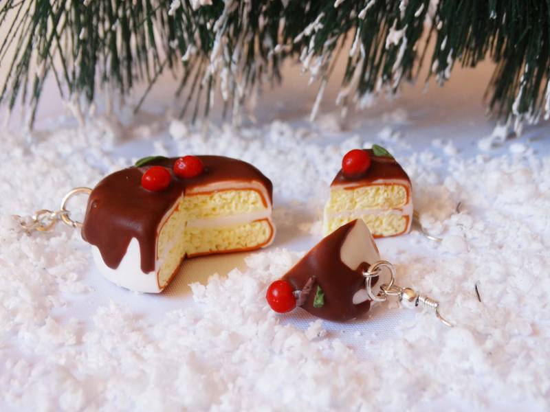 Polymer Clay Essen, Miniatur Essen, Kuchen Halskette, Kawaii Halskette, Kuchen Anhänger, Weihnachtskuchen, Weihnachtsgeschenke, Essen Schmuck von GoldenhandsByStavrov
