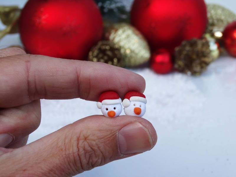 Schneemann Ohrstecker, Schneemann Ohrringe, Bolzen Ohrringe, Winter Ohrringe, Weihnachtsschmuck, Schneemann Schmuck, Schneemann Geschenk, Niedlicher von GoldenhandsByStavrov