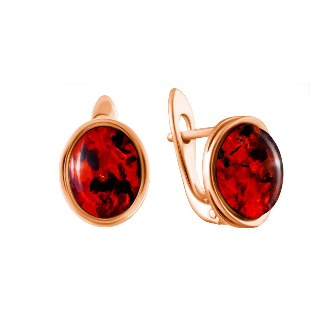 Golders Ohrring-Set Ohrringe aus 925 Sterlingsilber rhodiniert (oder vergoldet mit ovalem roten Bernstein, 2-tlg., Set), 925 Sterling Silber Silberschmuck für Damen von Golders