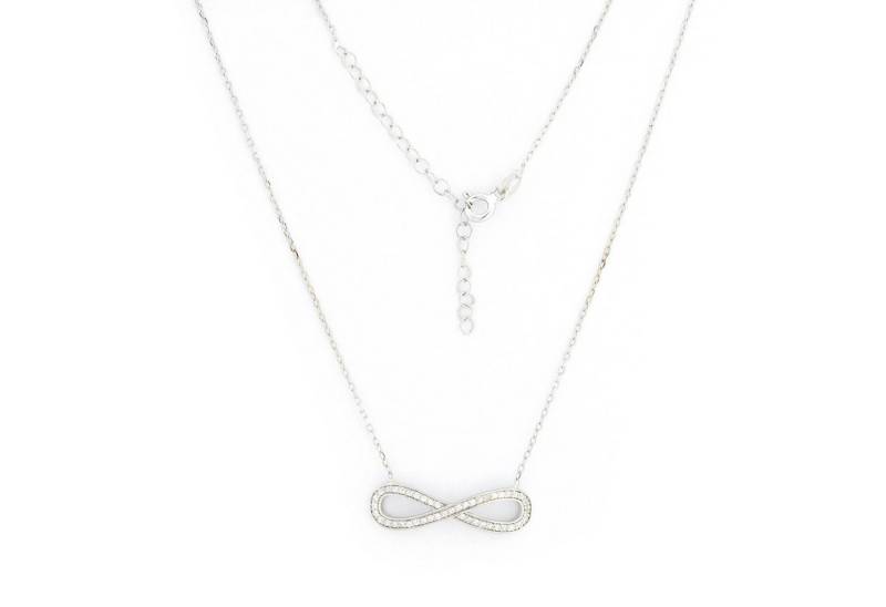 Golders Silberkette Damen Collier 925 Sterlingsilber (mit einem Unendlichkeitszeichen aus Zirkonia, 1-tlg., Federringverschluss), Elegante Halskette 45cm Kettenlänge Silber Perfektes Schmuck Geschenk von Golders