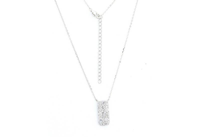Golders Silberkette Damen Collier 925 Sterlingsilber (mit rechteckigem Anhänger mit Zirkonia, 1-tlg., Federringverschluss), Elegante Halskette 45cm+5cm Kettenlänge Perfektes Schmuck Geschenk von Golders