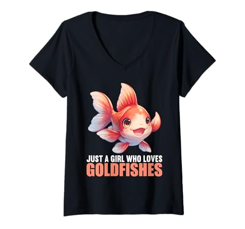 Damen Goldfische Goldfisch T-Shirt mit V-Ausschnitt von Goldfische Goldfisch Tier Shop