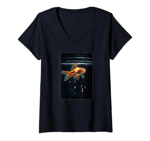 Damen Goldfische Goldfisch T-Shirt mit V-Ausschnitt von Goldfische Goldfisch Tier Shop