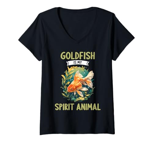 Damen Goldfische Goldfisch T-Shirt mit V-Ausschnitt von Goldfische Goldfisch Tier Shop
