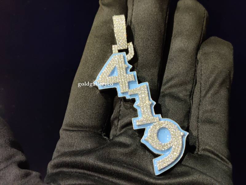 Custom Made Iced Out Nummer 419 Anhänger 925 Sterling Silber Cz/Moissanite Diamant Customized Schmuck Hip Hop von GoldgalleryCo