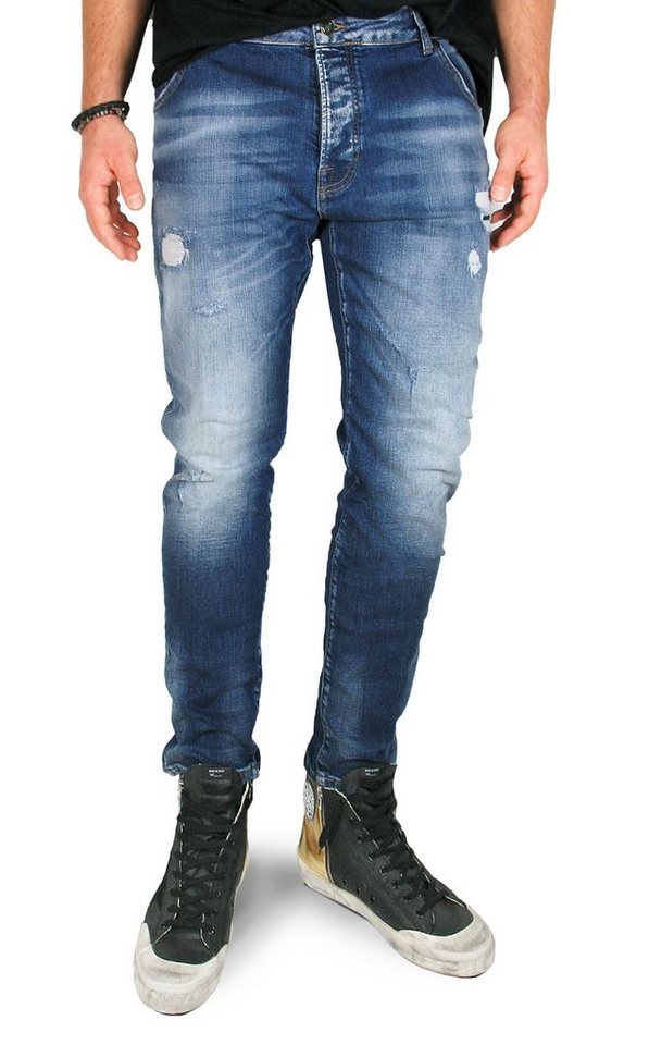 Goldgarn 5-Pocket-Jeans Herren NECKARAU Skinny Cropped distressed Denim von Goldgarn