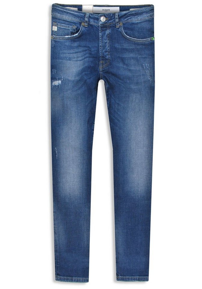 Goldgarn 5-Pocket-Jeans Herren U2 Slim Fit distressed Denim von Goldgarn