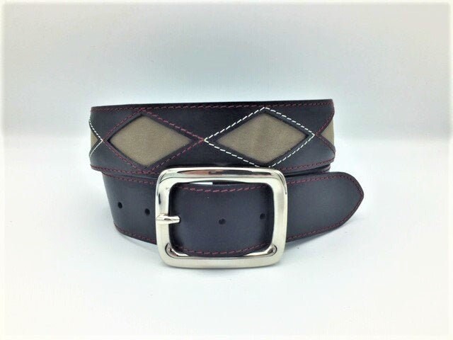 Gürtel Im Vintagestyle 100% Leder/ Schwarz-Grau von GoldhanLeathergoods