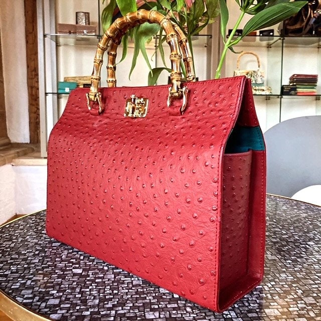 Handgefertigte Tasche "Spacy Daisy" Aus 100% Echtem Leder Im 50Er Jahre Stil von GoldhanLeathergoods