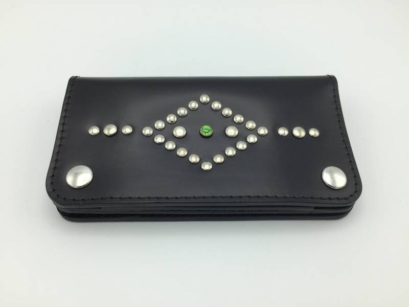 Truckerbörse Mit Nieten/Schwarz von GoldhanLeathergoods