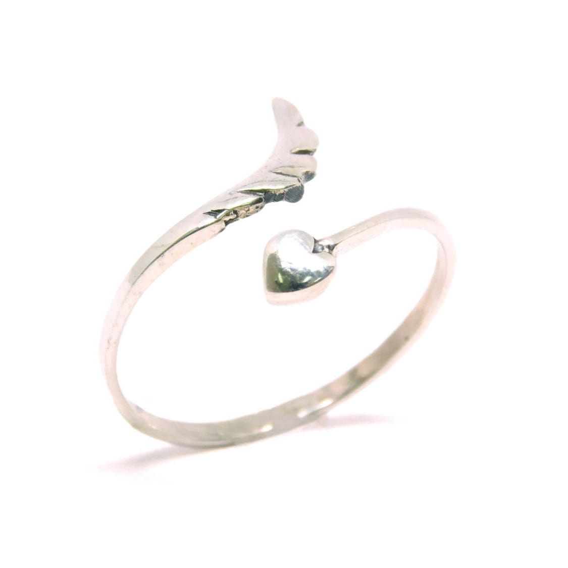 Silber Herz Ring, 925 Sterling Silver Feder Herzring, Verstellbare Offene Großhandel Ringe, Valentinstag Ring Silber Herz Ring, 925 Sterling Silver Feder Herzring, Verstellbare Offene Großhandel Ringe, Valentinstag Ring von GoldieSupplies