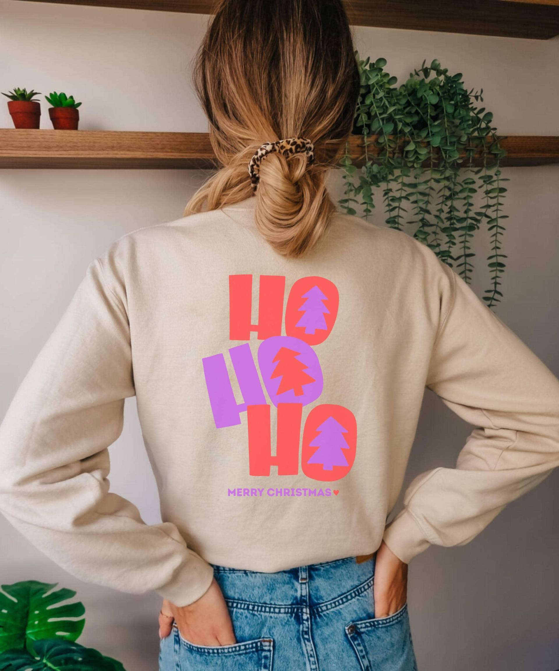 Hohoho Sweatshirt, Weihnachts Weihnachtsgeschenk, Weihnachten Shirt, Pullover, Sweatshirts Für Frauen, Backprint von Goldivibes