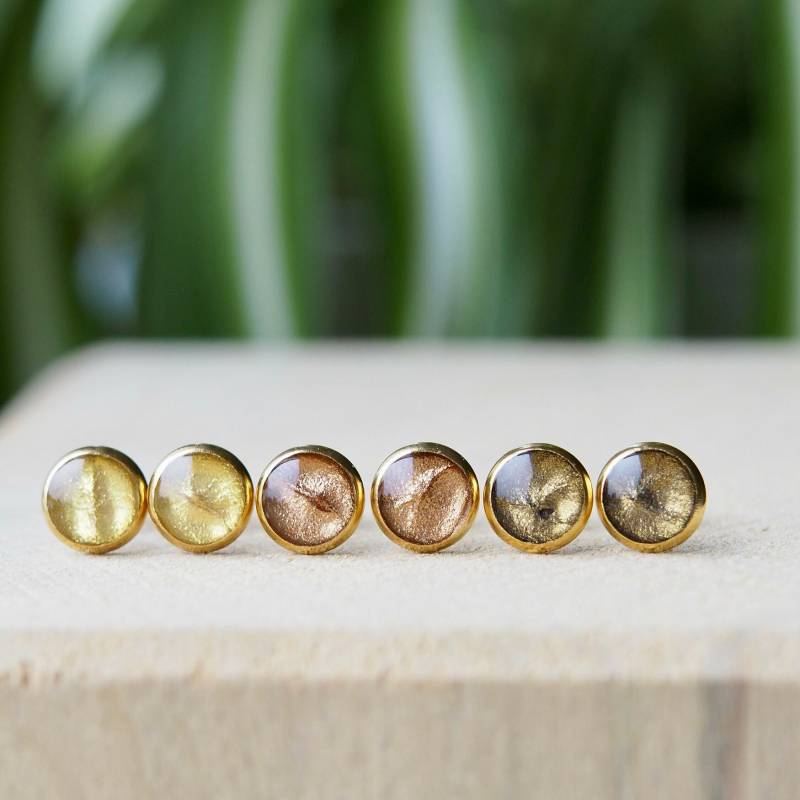 Goldene Ohrstecker in Gold, Kupfer Und Bronze, Kleine 8mm Große Ohrring Stecker Für Frauen, Schmuck Geschenk Mutter Oder Tochter von GoldkehlchenShop