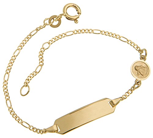 Silberkettenstore Baby- & Kinder-Gravurarmband mit Schutzengel inkl. persönlicher Gravur & Geschenksäcken in 15 cm Länge I aus echt 333 Gold gefertigt I 10 verschiedene Schriftarten von Goldketten-Store