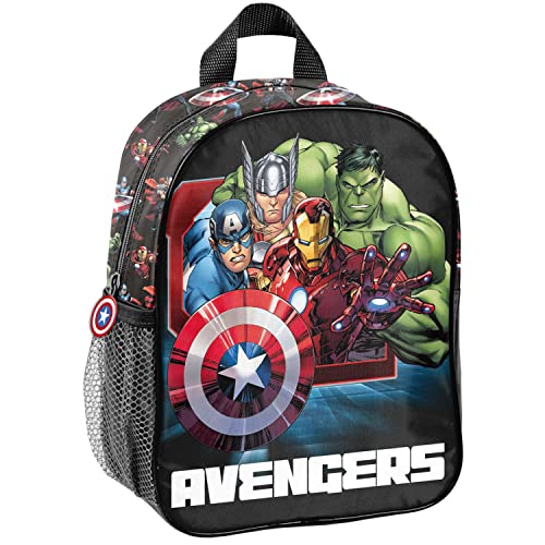Avengers Marvel Lizenz Ware Rucksack Kinder Schultasche Kindergarten mit Aufdruck Kinderrucksack für Jungen Kinder Geschenk inkl. leuchtende Anhänger von Goldkids