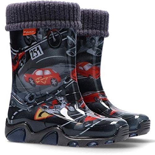 Demar LUX Gummistiefel Regenstiefel Kinderstiefel gefüttert mit Innensocken Mädchen Jungen (Autobahn, 24) von Goldkids