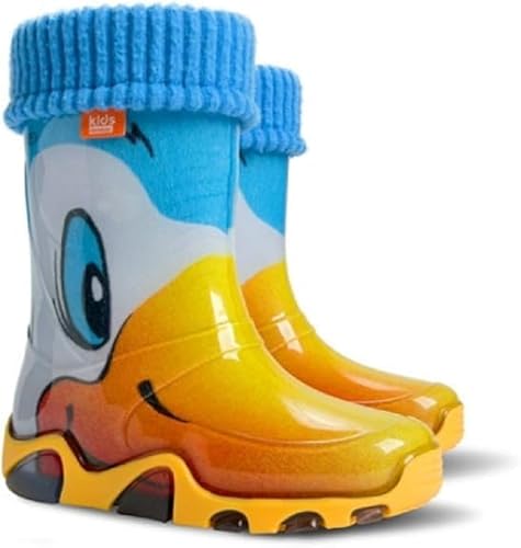 Demar LUX Gummistiefel Regenstiefel Kinderstiefel gefüttert mit Innensocken Mädchen Jungen (Ente, numeric_20) von Goldkids