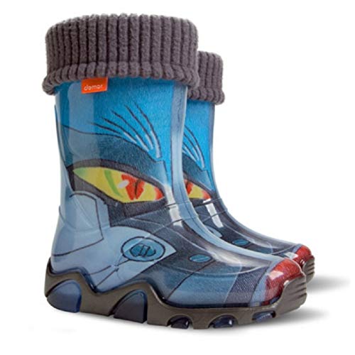 Demar LUX Gummistiefel Regenstiefel Kinderstiefel gefüttert mit Innensocken Mädchen Jungen (Transformer, numeric_32) von Goldkids
