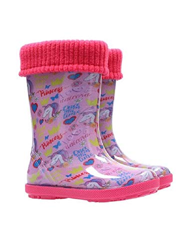 Demar LUX Gummistiefel Regenstiefel Kinderstiefel gefüttert mit Innensocken Mädchen Jungen (Unicorn, 22) von Goldkids