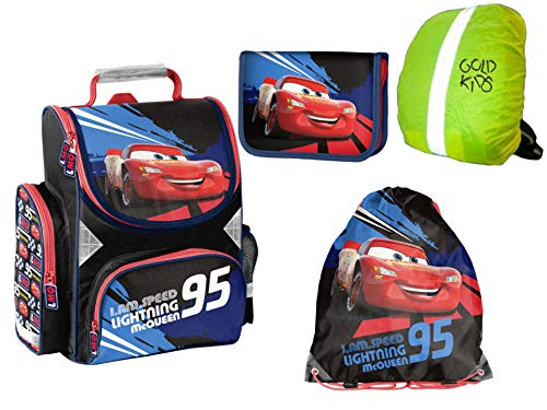 Disney Cars McQueen Schulranzen ergonomischer Ranzen Federmappe Turnbeutel 4-teiliges Set von Goldkids