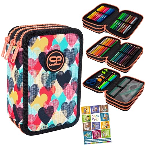 Goldkids CoolPack XXL Chocolove Federtasche Federmappe 3-Fach Schulstiftetui, dreifaches Federmäppchen, Federmäppchen für Mädchen, Jungen, Federmäppchen 44-teilig gefüllte Schüleretui 3-stöckig Goldkids CoolPack XXL Chocolove Federtasche Federmappe 3-Fach Schulstiftetui, dreifaches Federmäppchen, Federmäppchen für Mädchen, Jungen, Federmäppchen 44-teilig gefüllte Schüleretui 3-stöckig von Goldkids