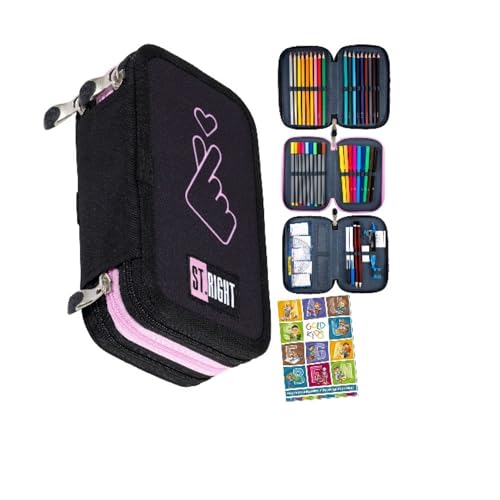 Goldkids - Federmäppchen 3 Fächer - Mäppchen für Mädchen und Jungen - Federmappe 3-Fach Federtasche 46-teilig Gefüllte Schüleretui Hausaufgabenheft- Liebe Motiv Goldkids - Federmäppchen 3 Fächer - Mäppchen für Mädchen und Jungen - Federmappe 3-Fach Federtasche 46-teilig Gefüllte Schüleretui Hausaufgabenheft- Liebe Motiv von Goldkids