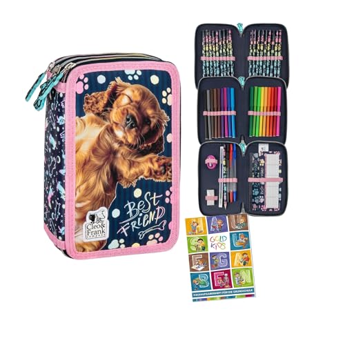 Goldkids - Federmäppchen 3 Fächer - Mäppchen für Mädchen und Jungen - Federmappe 3-Fach Federtasche Gefüllte Schüleretui Schulmäppchen und Hausaufgabenheft - Hund Motiv Goldkids - Federmäppchen 3 Fächer - Mäppchen für Mädchen und Jungen - Federmappe 3-Fach Federtasche Gefüllte Schüleretui Schulmäppchen und Hausaufgabenheft - Hund Motiv von Goldkids