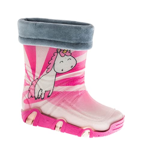 Goldkids Gummistiefel Regenstiefel Kinderstiefel gefüttert mit Innensocken Mädchen Jungen Unisex (Unicorn, numeric_33) von Goldkids