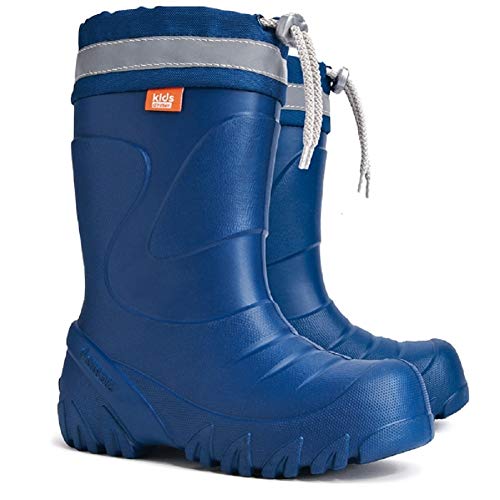 Ultra Leichte Gummistiefel Lammfell Gefüttert Winterstiefel Winterschuhe Mammut (24/25, Blau) von Goldkids