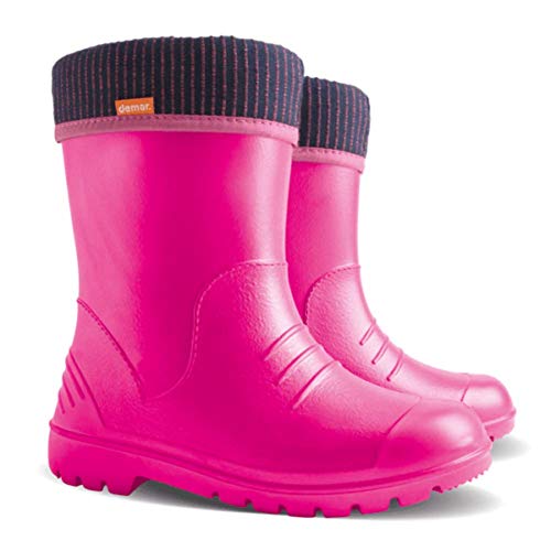 Kinder Gummistiefel Demar Dino Regenstiefel Kinderstiefel leichte Thermostiefel für Mädchen Jungen Kids (24/25, Rosa) von Goldkids