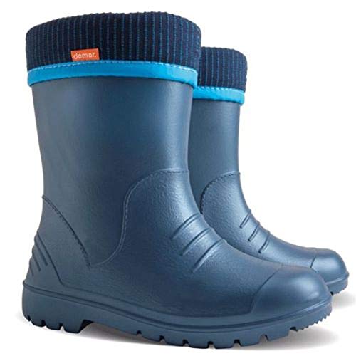 Kinder Gummistiefel Demar Dino Regenstiefel Kinderstiefel leichte Thermostiefel für Mädchen Jungen Kids (32/33, Dunkelblau) von Goldkids