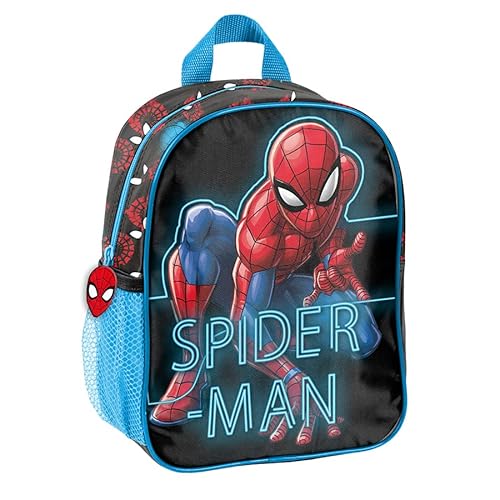 Spiderman Marvel Lizenz Ware Rucksack Kinder Schultasche Kindergarten mit Aufdruck Kinderrucksack für Jungen Kinder Geschenk inkl. leuchtende Anhänger von Goldkids