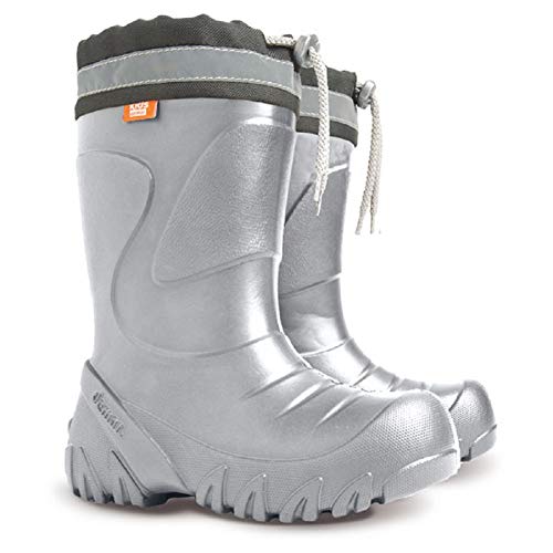 Ultra Leichte Gummistiefel Lammfell Gefüttert Winterstiefel Winterschuhe Mammut (22/23, Silber Schwarz) von Goldkids