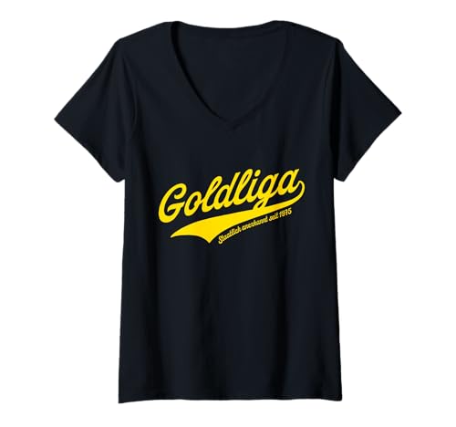 Damen Goldliga - Goldene Hochzeit 1975-50. Hochzeitstag T-Shirt mit V-Ausschnitt Damen Goldliga - Goldene Hochzeit 1975-50. Hochzeitstag T-Shirt mit V-Ausschnitt von Goldliga