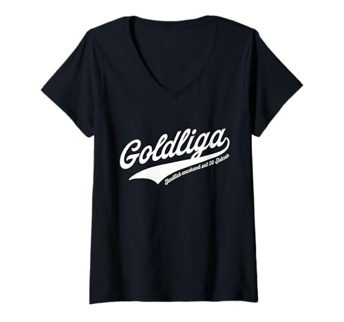 Damen Goldliga - Goldhochzeit Gold Hochzeit 50. Hochzeitstag T-Shirt mit V-Ausschnitt Damen Goldliga - Goldhochzeit Gold Hochzeit 50. Hochzeitstag T-Shirt mit V-Ausschnitt von Goldliga