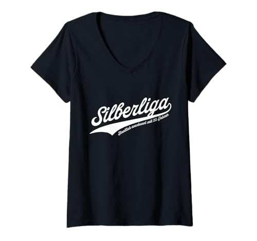 Damen Silberliga - Silber Hochzeit - 25. Hochzeitstag T-Shirt mit V-Ausschnitt Damen Silberliga - Silber Hochzeit - 25. Hochzeitstag T-Shirt mit V-Ausschnitt von Goldliga