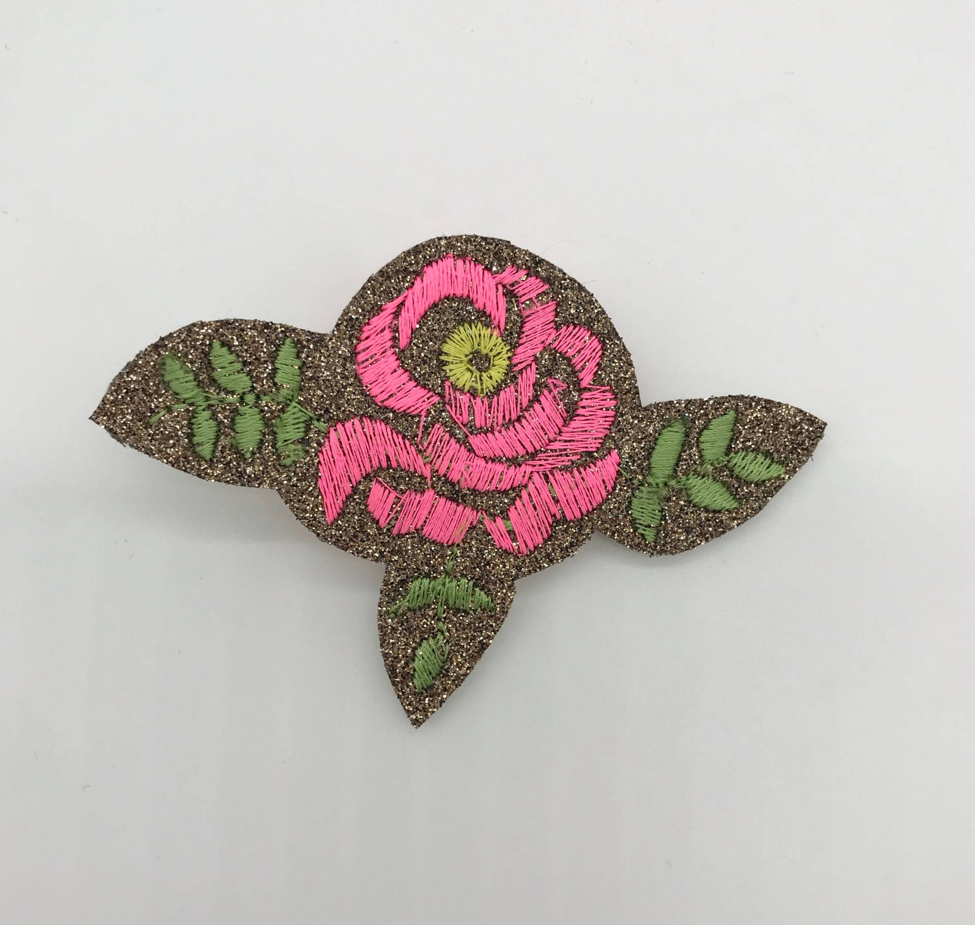 Gestickte Rose Als Brosche, Pin Bestickt von Goldmadam