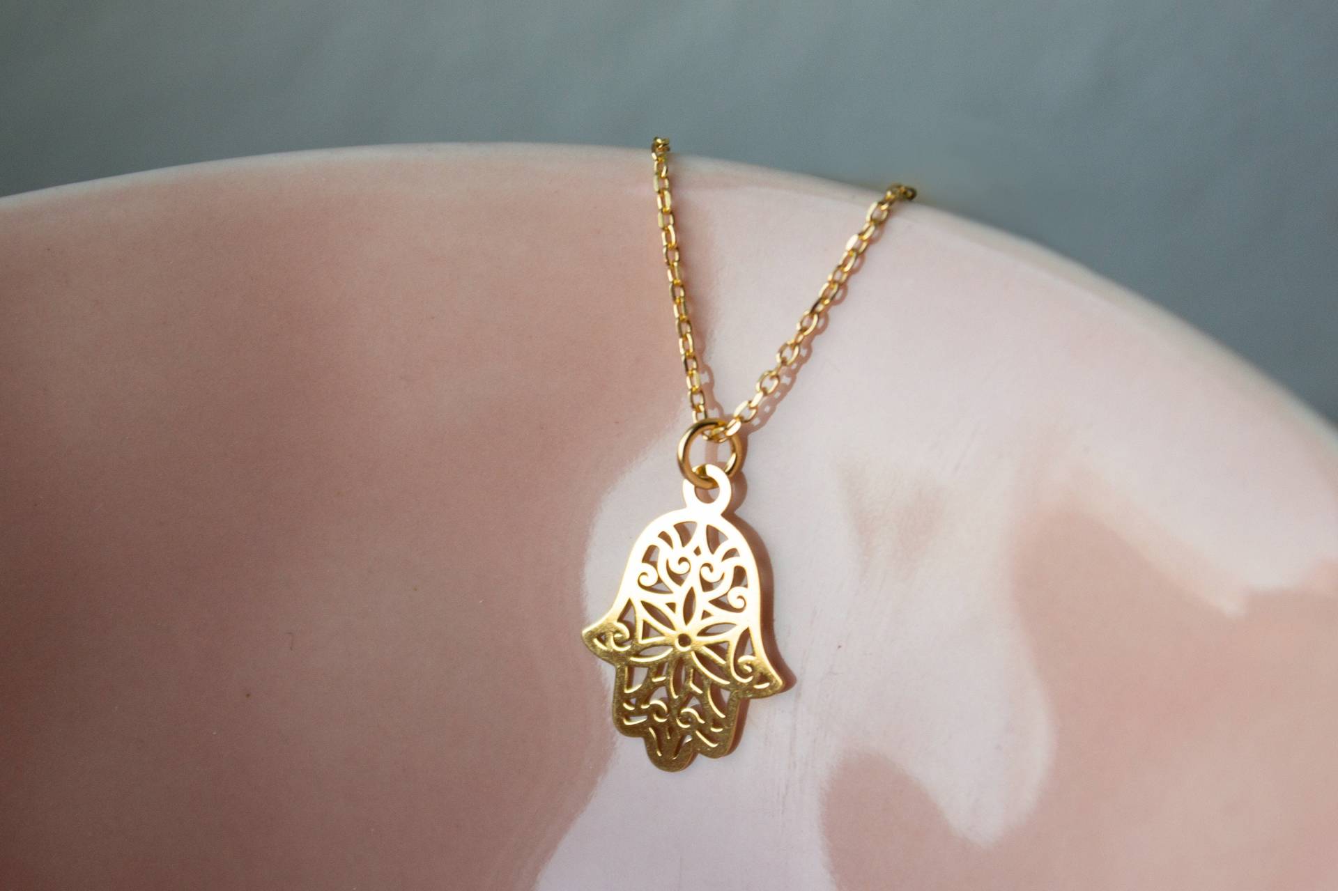Goldene Kette Hamsa, Hand Der Fatima, 925Er Silber Vergoldet Goldene Kette Hamsa, Hand Der Fatima, 925Er Silber Vergoldet von GoldmarieJuwelen