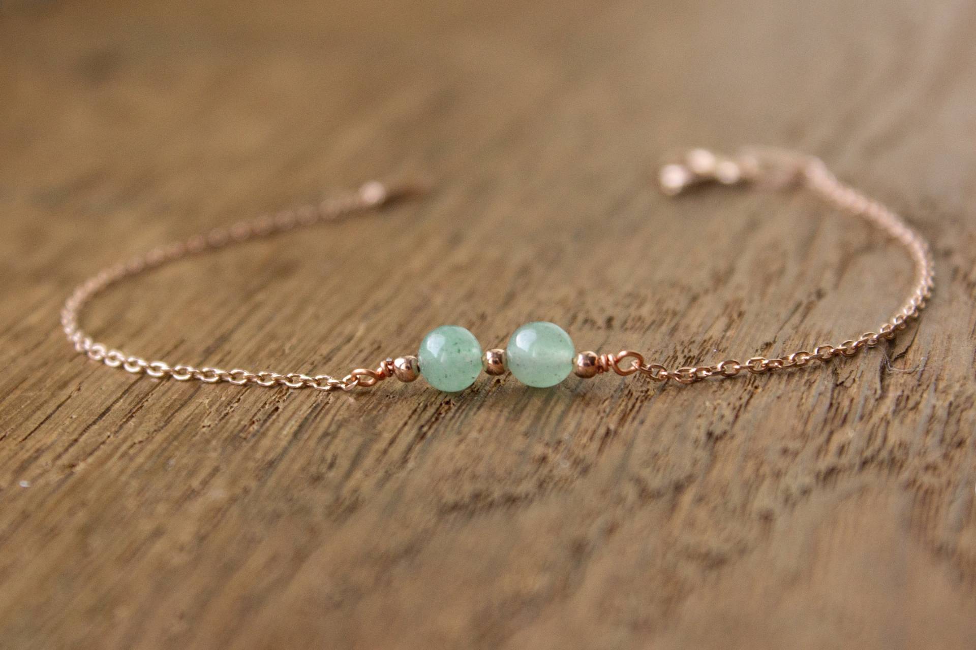 Roségoldenes Armband Mit Grüner Jade, 925 Silber Vergoldet Roségoldenes Armband Mit Grüner Jade, 925 Silber Vergoldet von GoldmarieJuwelen
