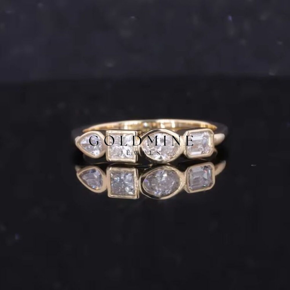 Mid Century Ring, Diamant Geschenke Für Sie, Verlobungsring, Moissanite Ehering, 1.76 Ct Moissanite, Solitärring, Weißgold von Goldminejewel