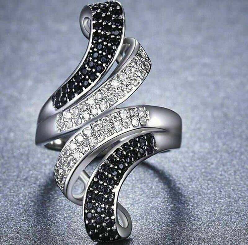 Verlobungsring, Schwarzer Diamant Ring, 925 Sterling Silber, By-Bypass 2 Ct Ring Für Frauen, Geburtstag Geschenk Frauen von Goldminejewel