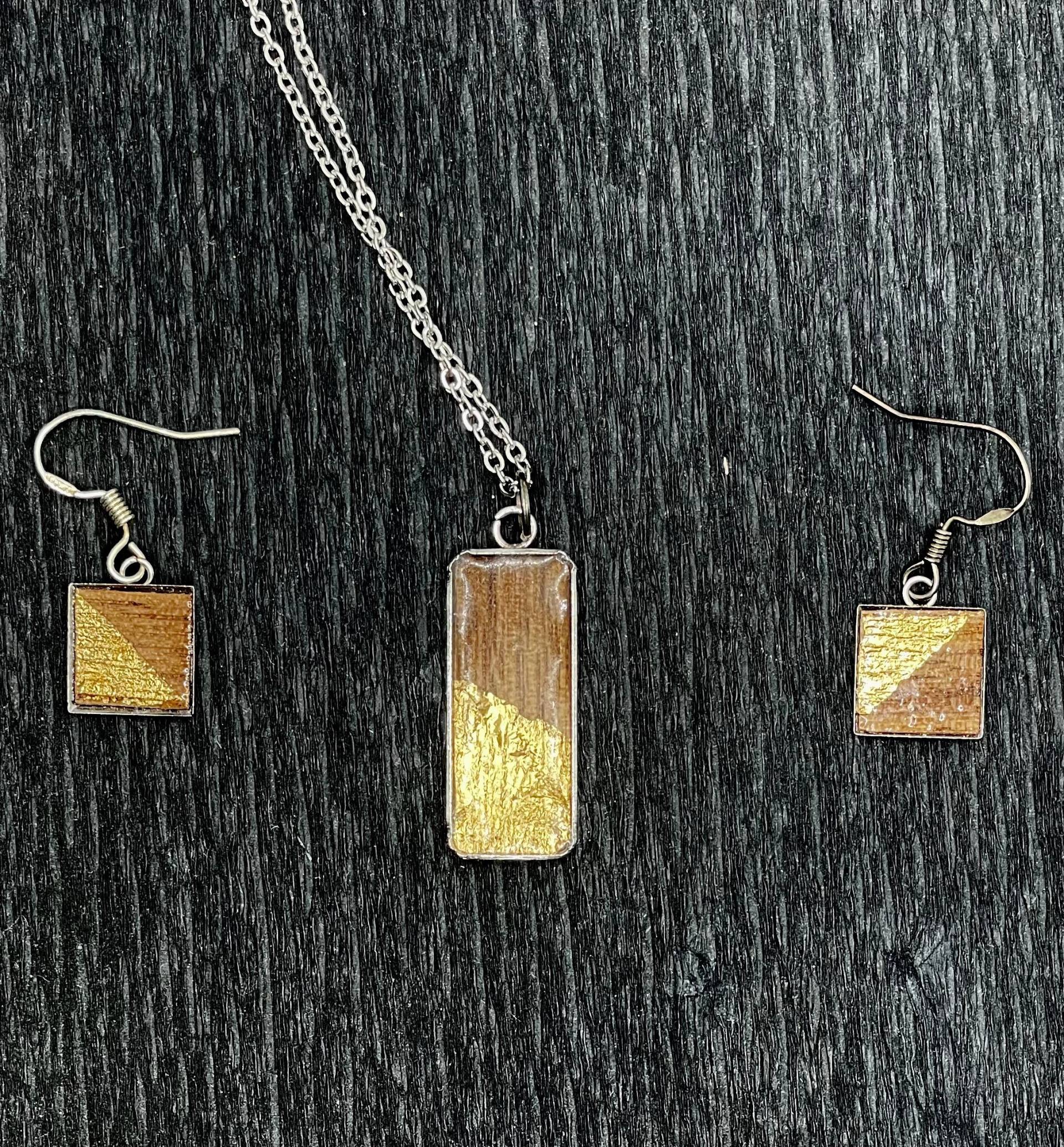 Schmuckset Aus Holz Und Blattgold von Goldnbark