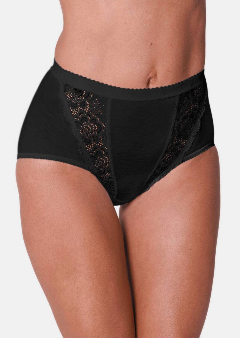 4er-Pack Taillenslip mit Spitzeneinsatz - schwarz - Gr. 40 von Goldner Fashion von Goldner Fashion